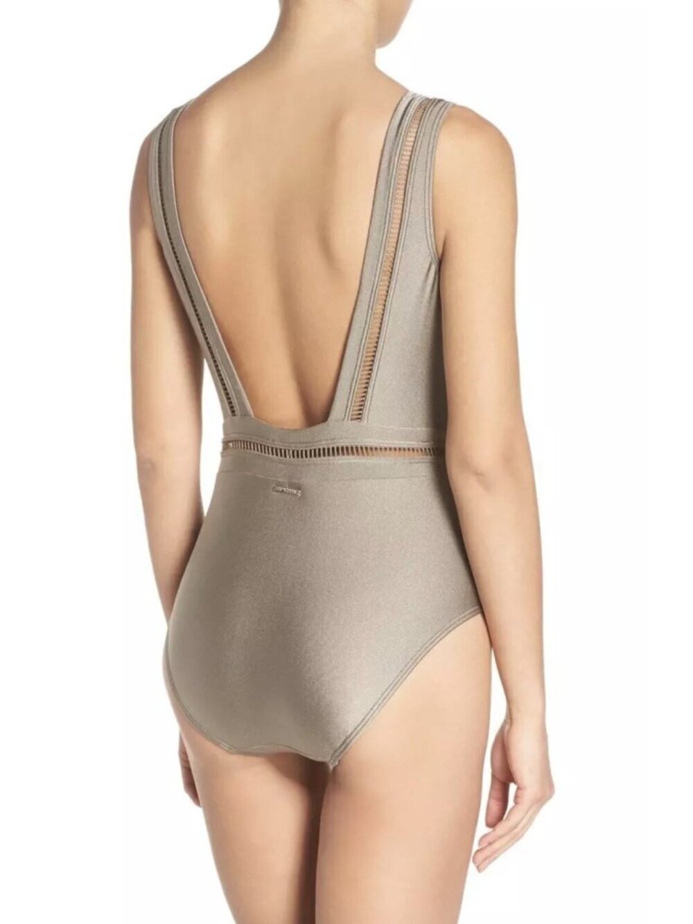 Ted Baker Starza Pointelle Deep V One Piece Swimsuit Suit Khaki Womens 1 = 4 US - Picture 14 of 14